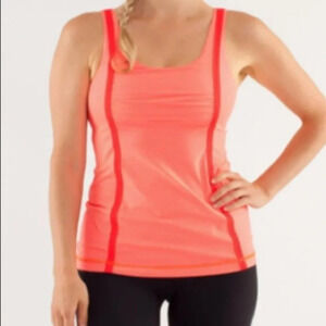 Lululemon Wholehearted‎ Tank Tonka Stripe Flare Orange Ruched Tank Top Size 4